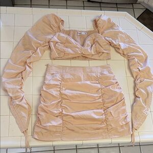 Missguided Blush Ruched Skirt Set